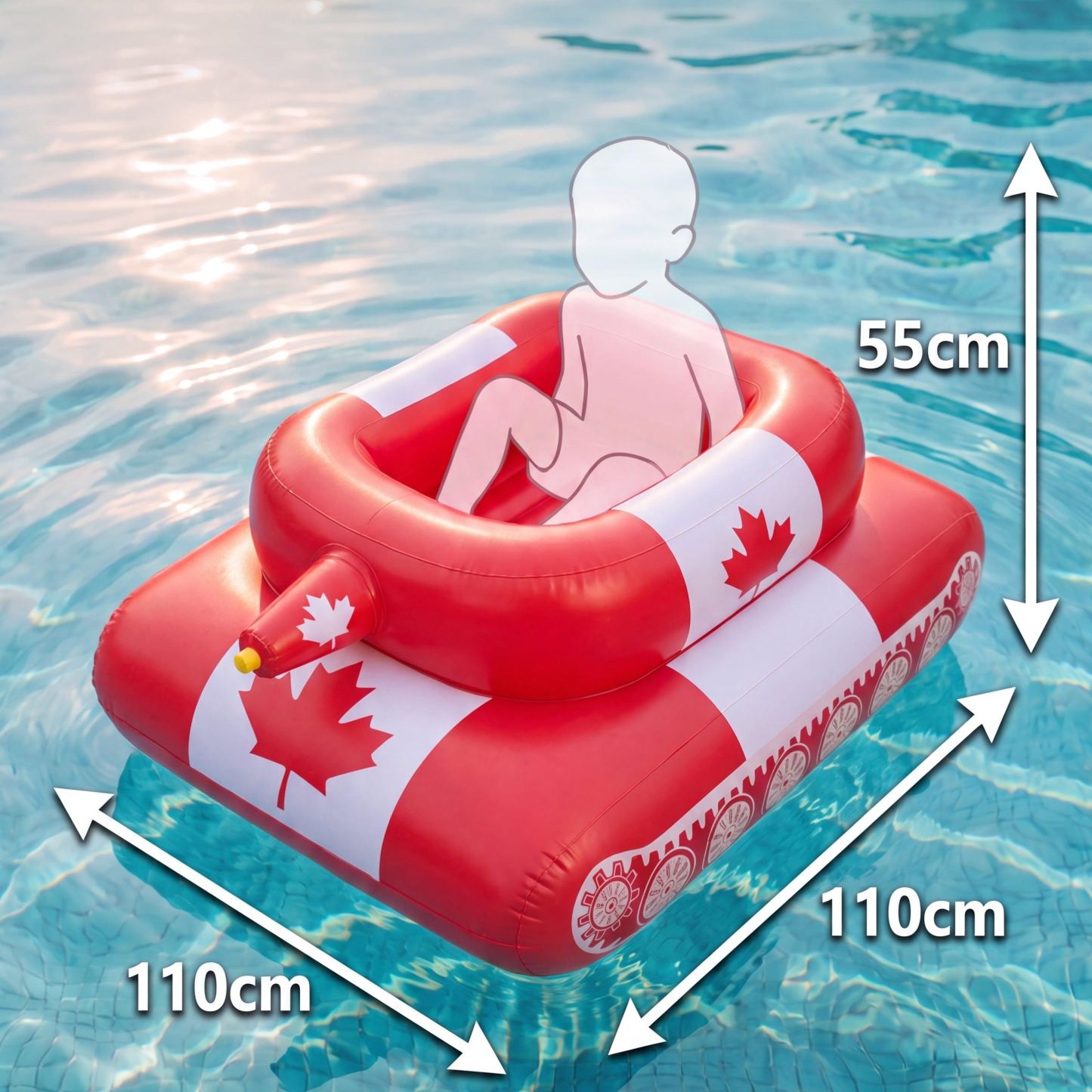 Inflatable Flag Pool Tank with Water Cannon – Giant Patriotic Swimming Pool Float for Adults & Kids
