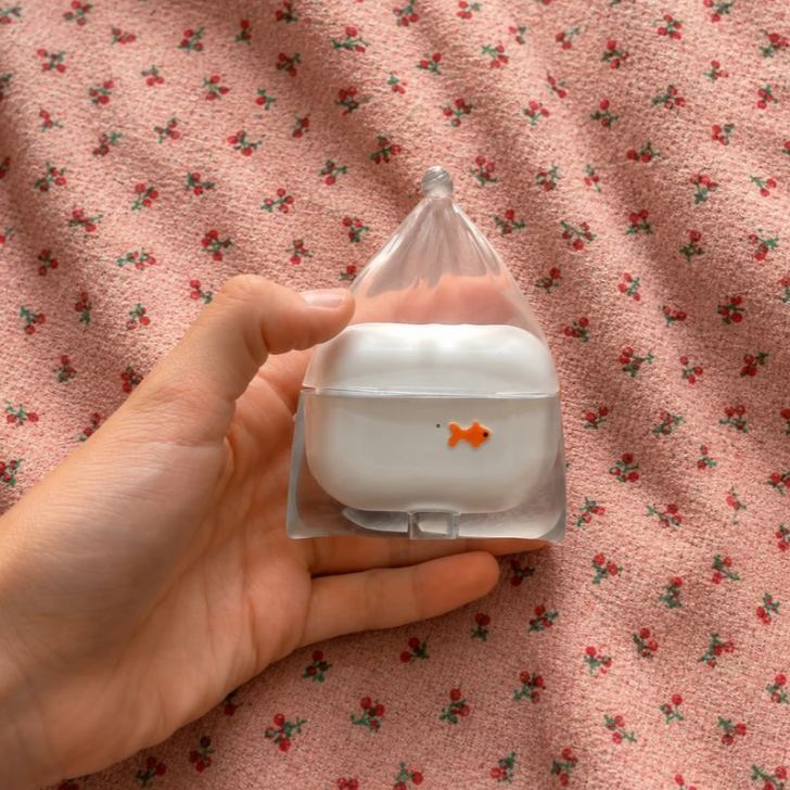 Lovely Cartoon AirPods Case, Fluffy Blue Elephant / Clear Goldfish Bag Earphone Cover, Sweet Gift For Teen Girls