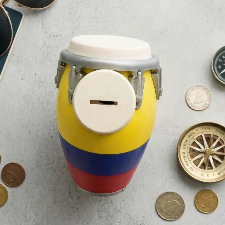 3D Printed Conga Drum Piggy Bank Coin Bank Can Cooler, Cuba Flag Decor, Music Lover Gift - Get Photo Blanket