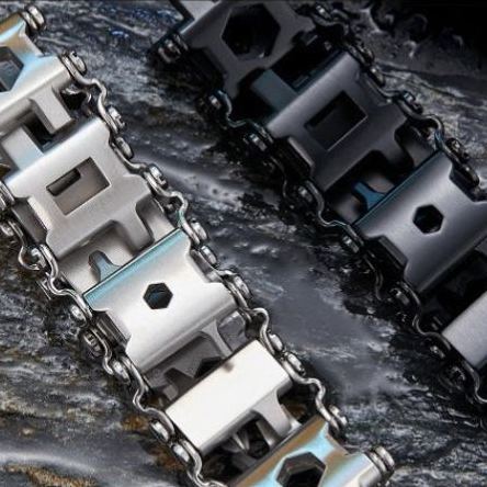 29-in-1 Wearable Multitool Bracelet – Stainless Steel Tactical Utility Link Bracelet Compatible with Watches, Everyday Carry