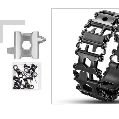 29-in-1 Wearable Multitool Bracelet – Stainless Steel Tactical Utility Link Bracelet Compatible with Watches, Everyday Carry