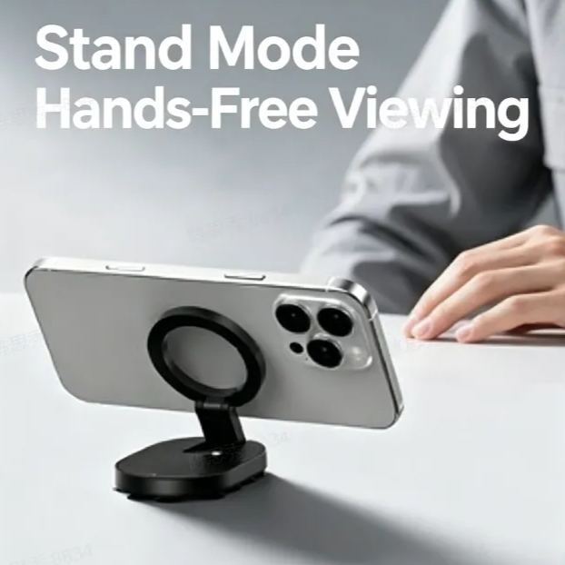 Carabiner Suction Cup Phone Holder, Foldable Portable Multi-Angle Magnetic Stand for Car & Desktop