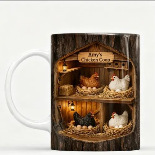 Chicken Coop - Personalized Gift & 3D Tree Trunk Chicken Coop Coffee Mug[3D Printing Effect]