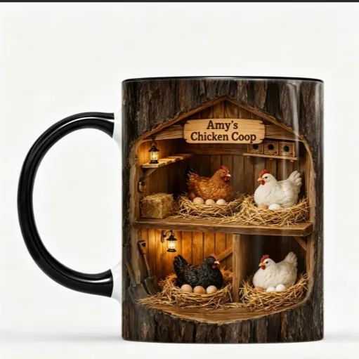 Chicken Coop - Personalized Gift & 3D Tree Trunk Chicken Coop Coffee Mug[3D Printing Effect]