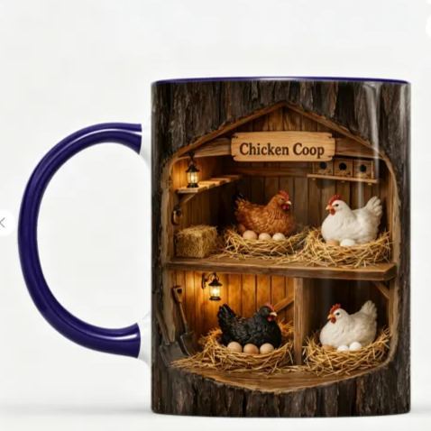 Chicken Coop - Personalized Gift & 3D Tree Trunk Chicken Coop Coffee Mug[3D Printing Effect]