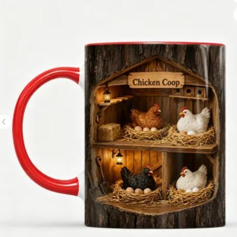 Chicken Coop - Personalized Gift & 3D Tree Trunk Chicken Coop Coffee Mug[3D Printing Effect]
