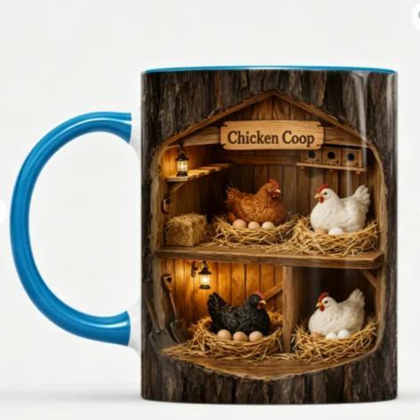Chicken Coop - Personalized Gift & 3D Tree Trunk Chicken Coop Coffee Mug[3D Printing Effect]
