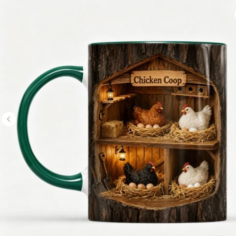 Chicken Coop - Personalized Gift & 3D Tree Trunk Chicken Coop Coffee Mug[3D Printing Effect]