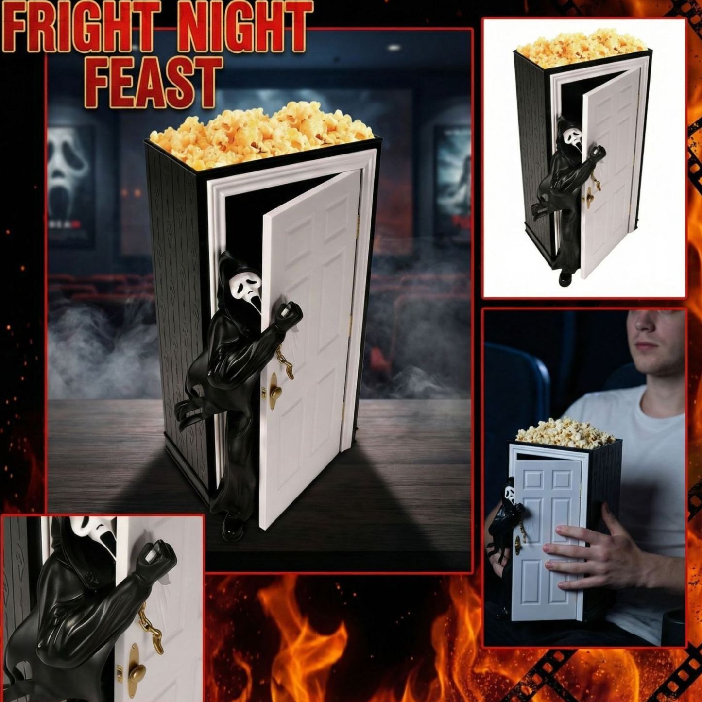 Peeking Ghostface Popcorn Bucket - Spooky Halloween Party Decor & Snack Holder