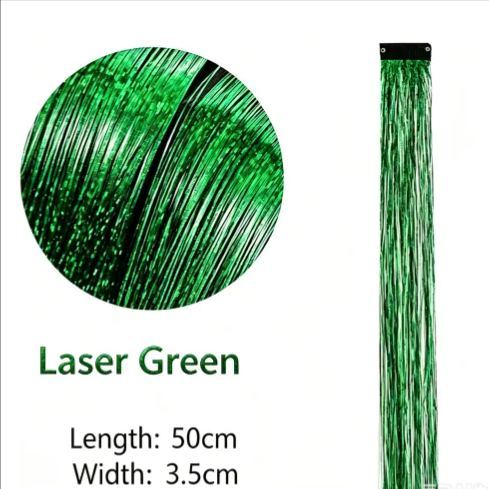 Holographic Glitter Hair Extensions - Clip-in Tinsel Hair Highlights for Party & Festival （10 pieces）