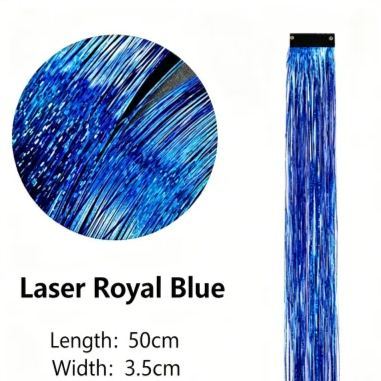 Holographic Glitter Hair Extensions - Clip-in Tinsel Hair Highlights for Party & Festival （10 pieces）