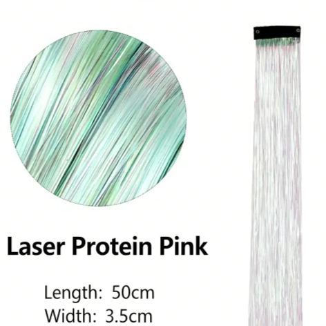 Holographic Glitter Hair Extensions - Clip-in Tinsel Hair Highlights for Party & Festival （10 pieces）