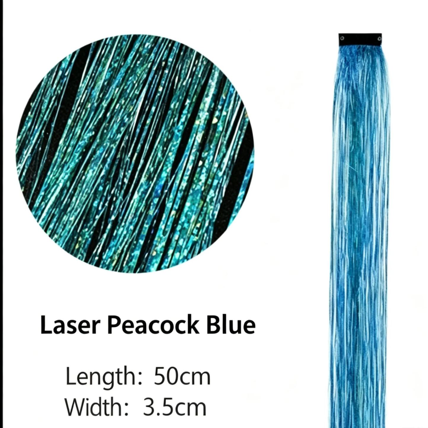 Holographic Glitter Hair Extensions - Clip-in Tinsel Hair Highlights for Party & Festival （10 pieces）