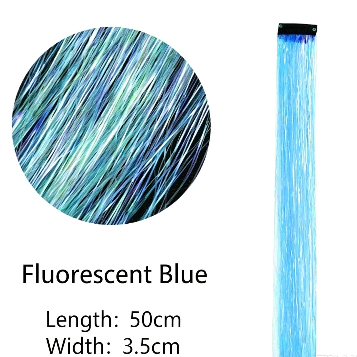 Holographic Glitter Hair Extensions - Clip-in Tinsel Hair Highlights for Party & Festival （10 pieces）