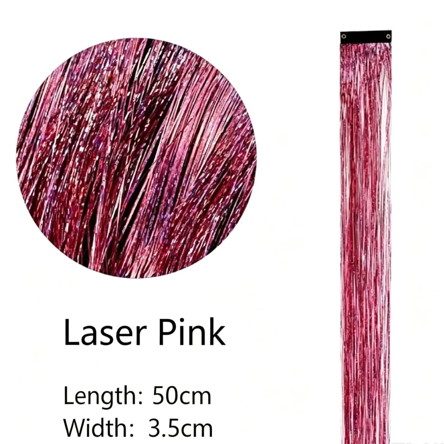 Holographic Glitter Hair Extensions - Clip-in Tinsel Hair Highlights for Party & Festival （10 pieces）