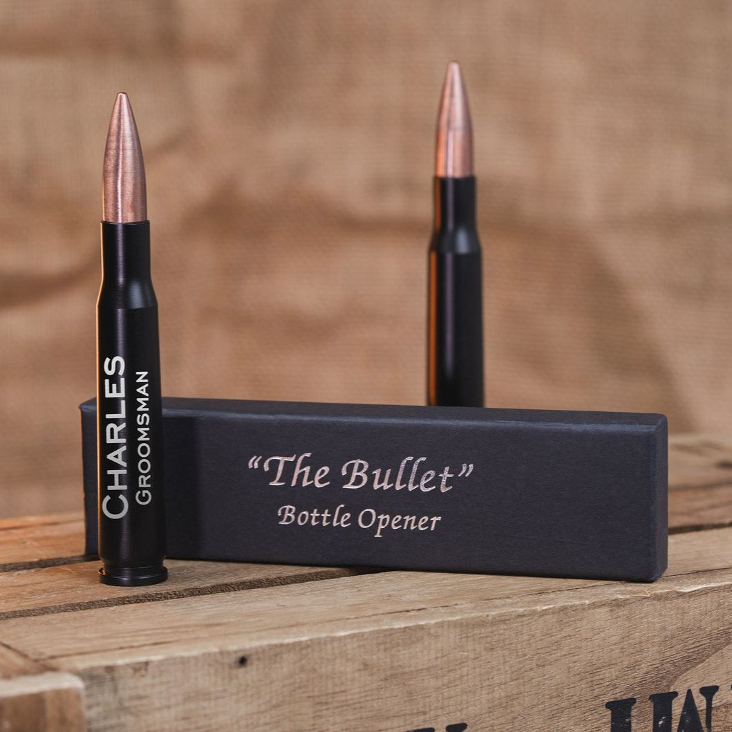 Personalized 50 Caliber Bottle Opener – Custom Engraved Bullet Gift for Men, Groomsmen & Beer Lovers
