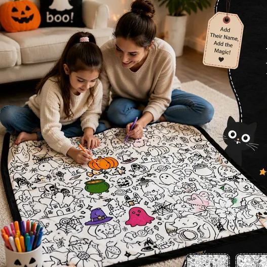 Halloween DIY Drawing Blanket – Creative Art Blanket for Kids & Adults, Spooky Halloween Activity Gift