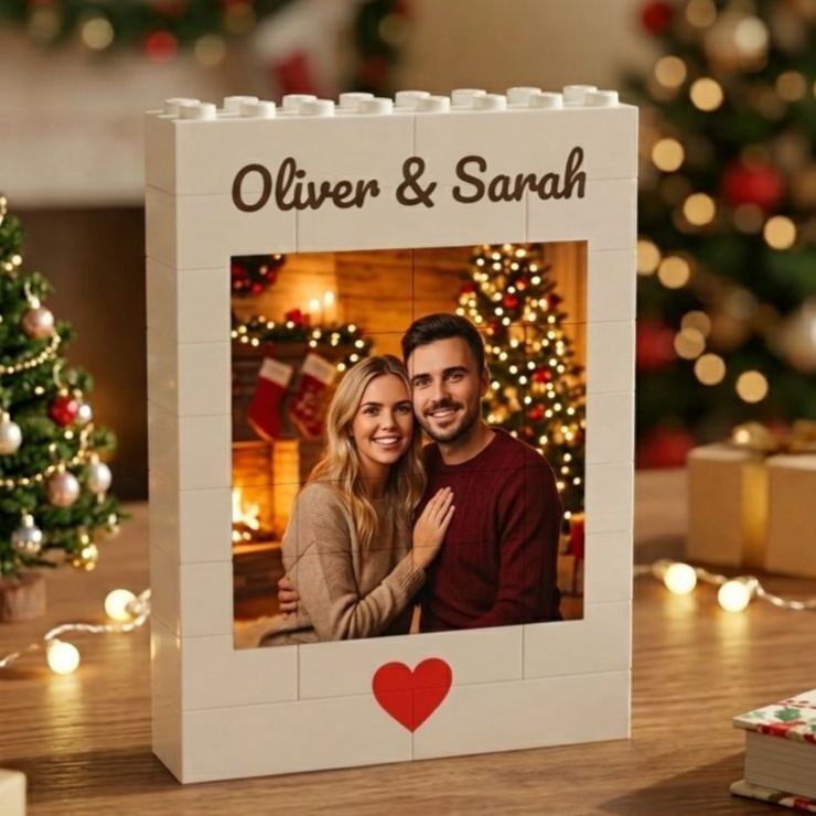 Custom Photo Brick Puzzle Frame - Personalized Christmas Gift for Couples & Family