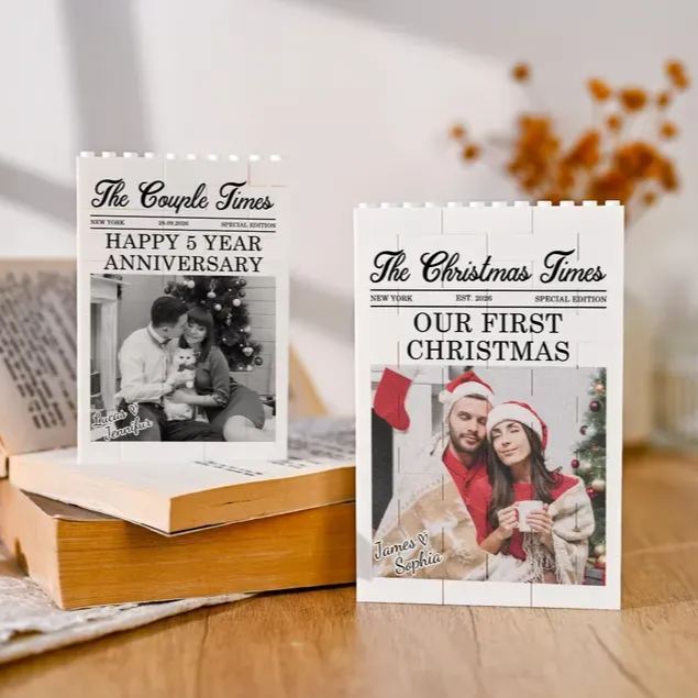 Custom Photo Brick Puzzle Frame - Personalized Christmas Gift for Couples & Family
