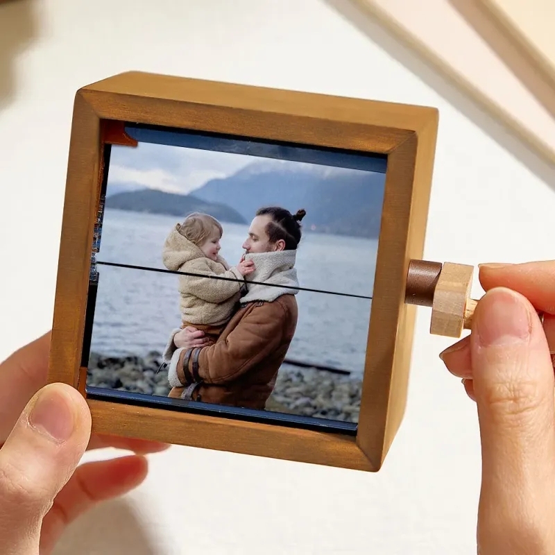Custom Hand-Cranked Music Flipbook Frame Animate Your Photos with a Turn of the Wheel Gift For Couple - Get Photo Blanket