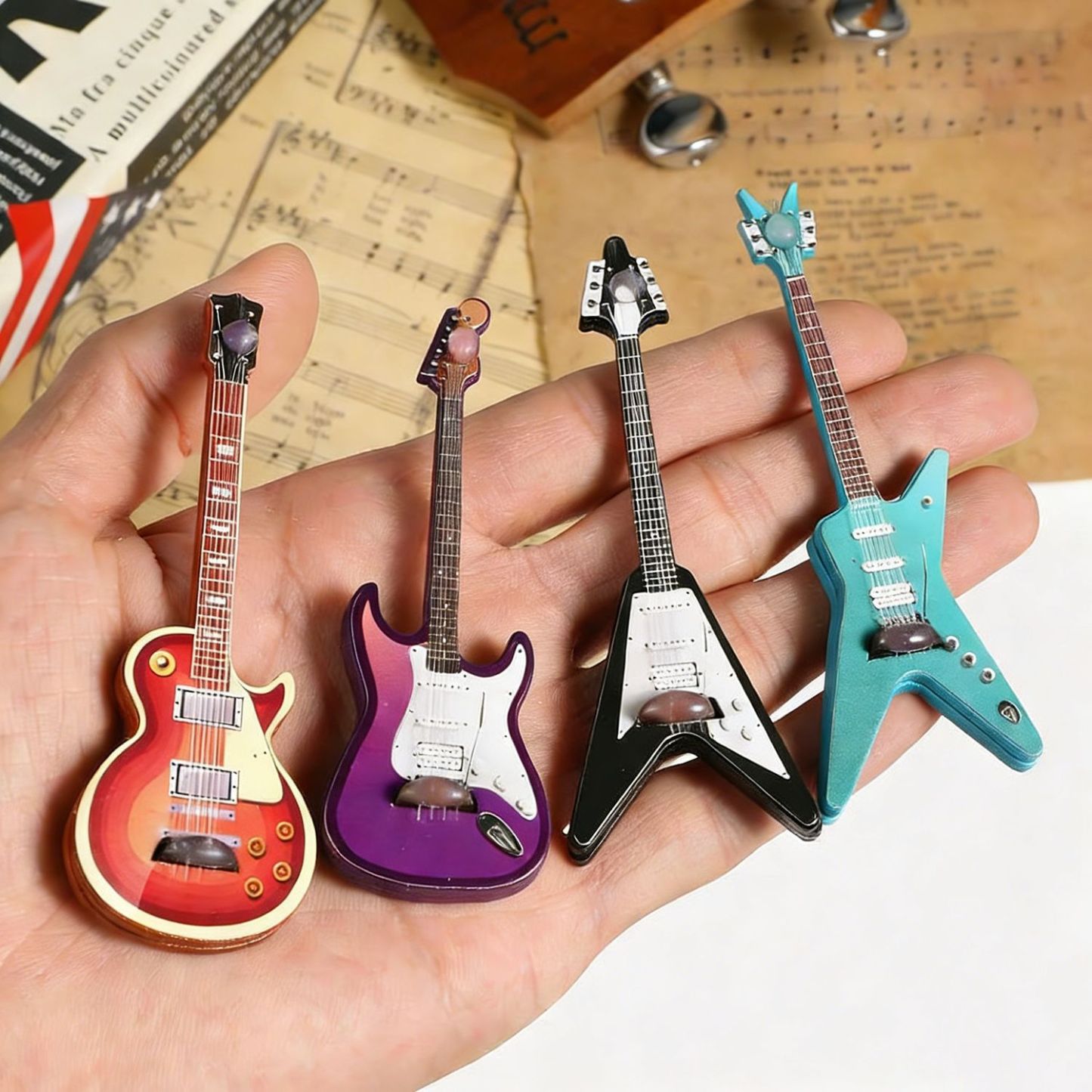 4Pcs Guitar Cute Fridge Magnets Musical Instruments Refrigerator Magnets