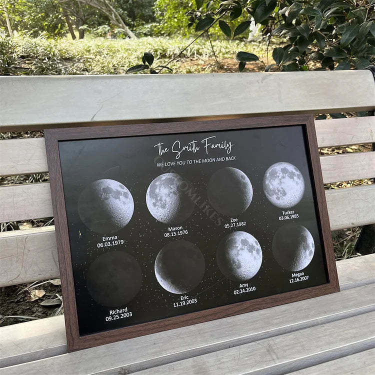 Mother's Day gifts Personalized Moon Phase Wood Sign Family Moon Phase Wood Frame