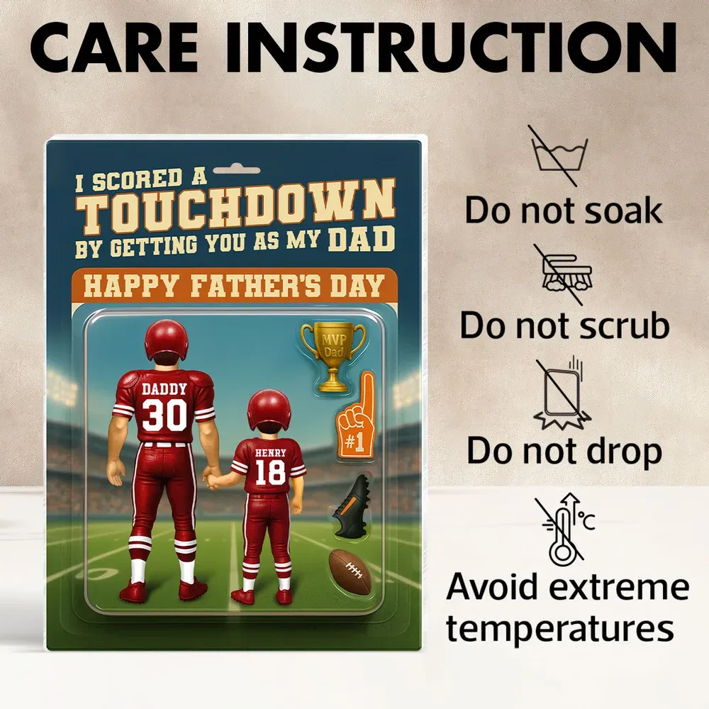 I Scored a Touchdown Getting You as My Dad - Personalized Custom Figure Acrylic Block Plaque, Father's Day Gift for Dad or Husband - Get Photo Blanket