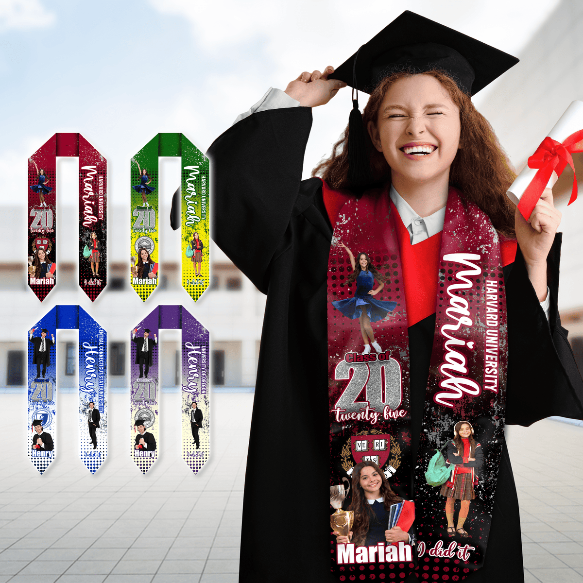 Custom Photo I Did It Congrats Graduation Stoles