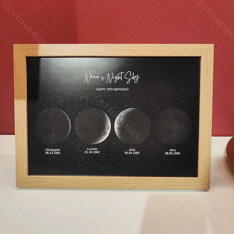 Personalized Moon Phase Wood Frame Family Keepsake Gifts Mother's Day 