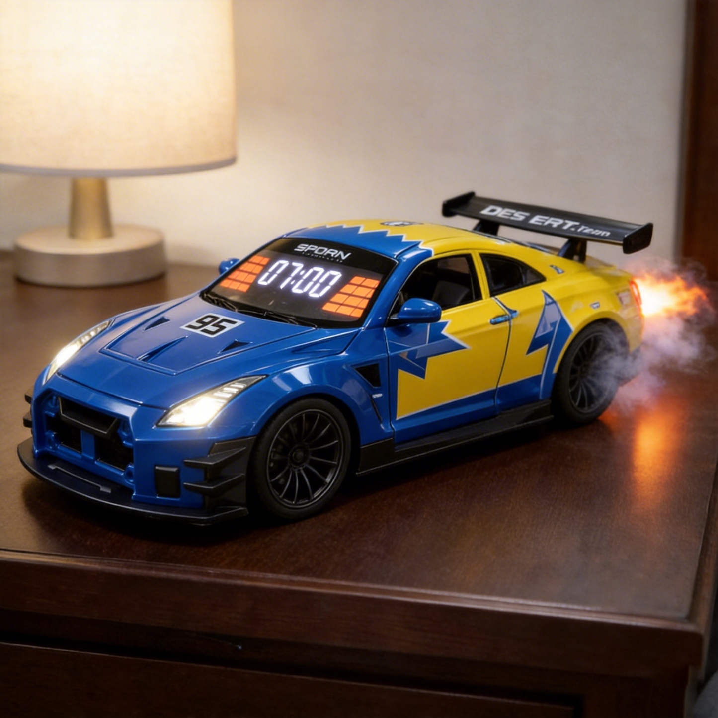 Hypercar Engine Alarm Clock with Realistic Light & Sound Effects Sport Car Décor