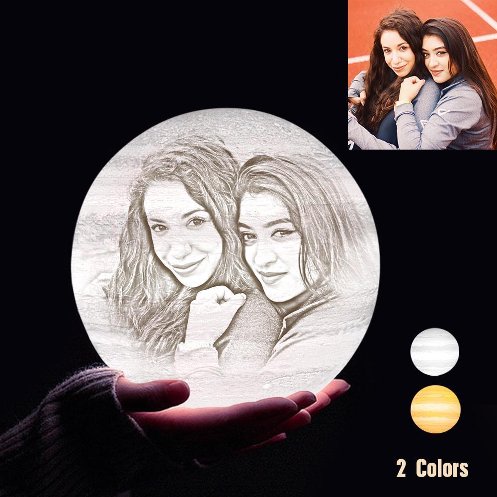 Custom 3D Printing Photo Jupiter Lamp With Your Text - For Friends - Touch Two Colors(10cm-15cm)