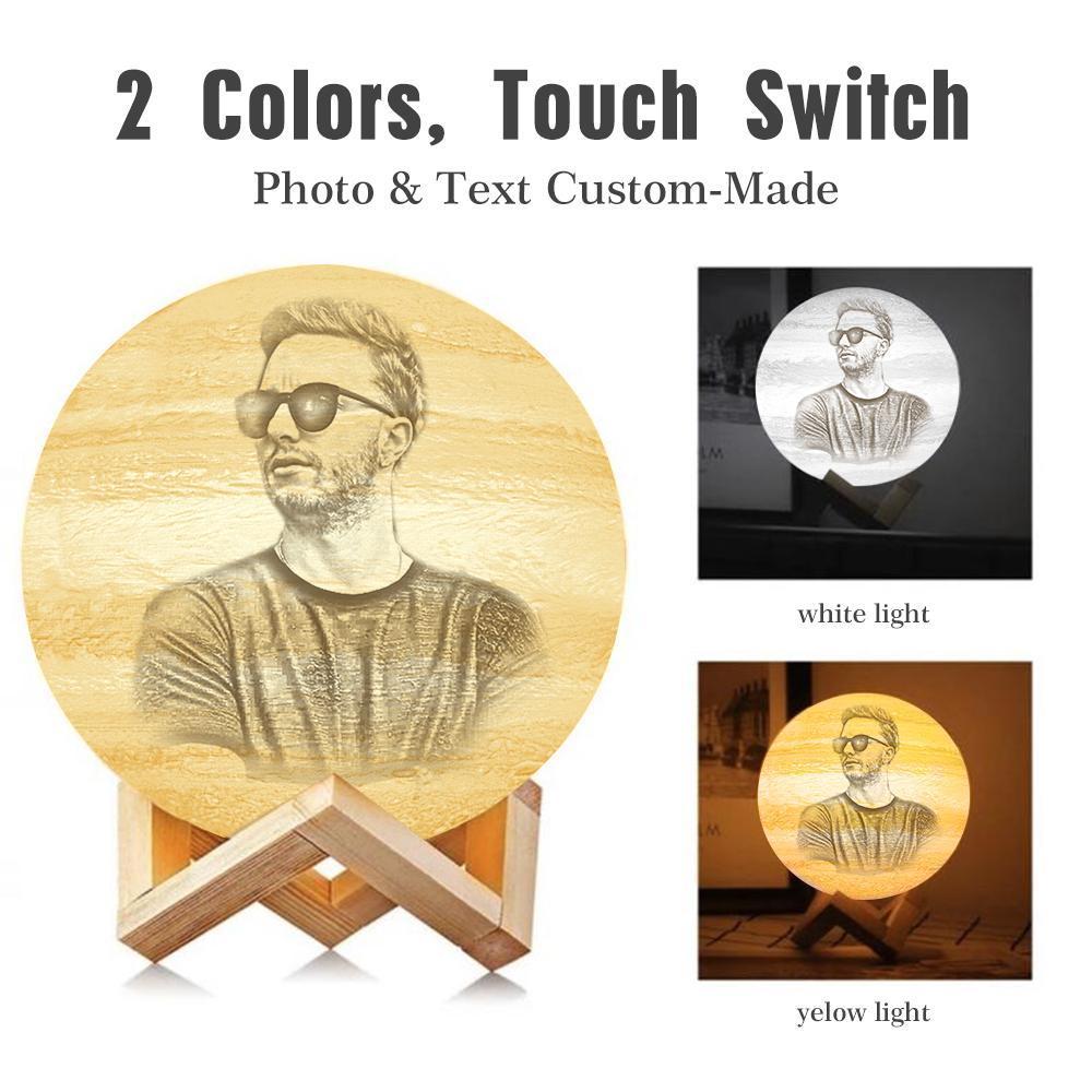Custom 3D Printing Photo Jupiter Lamp With Your Text - For Lover - Touch Two Colors(10cm-15cm)