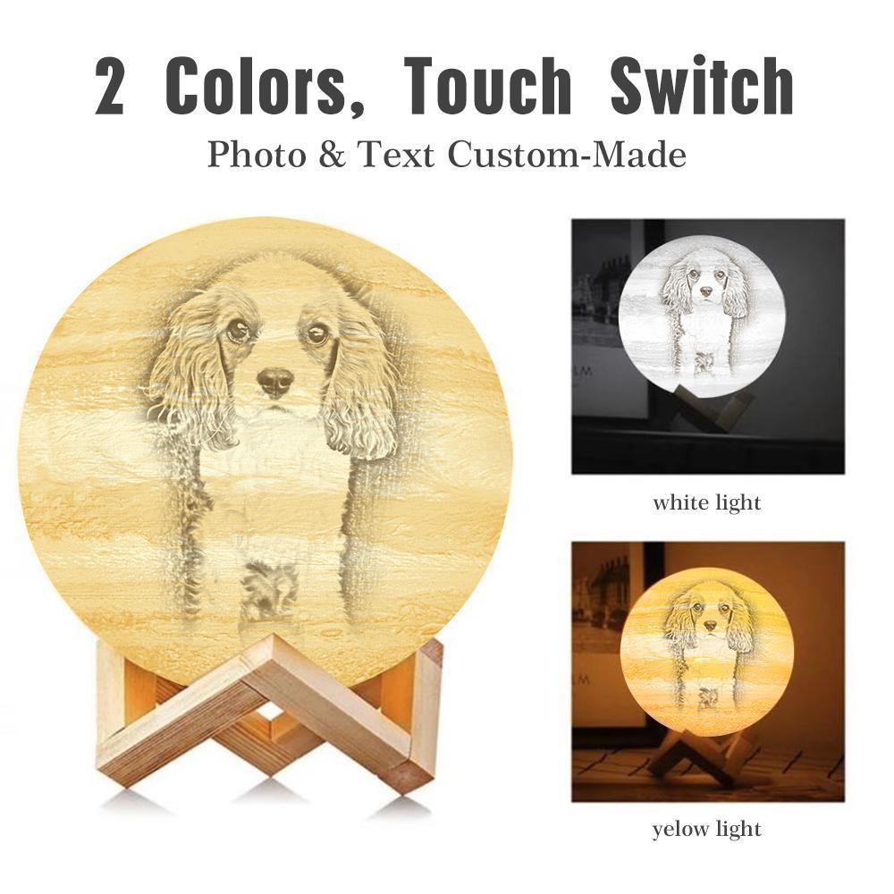 Custom 3D Printing Photo Jupiter Lamp With Your Text - For Pet Lover - Touch Two Colors(10cm-15cm)