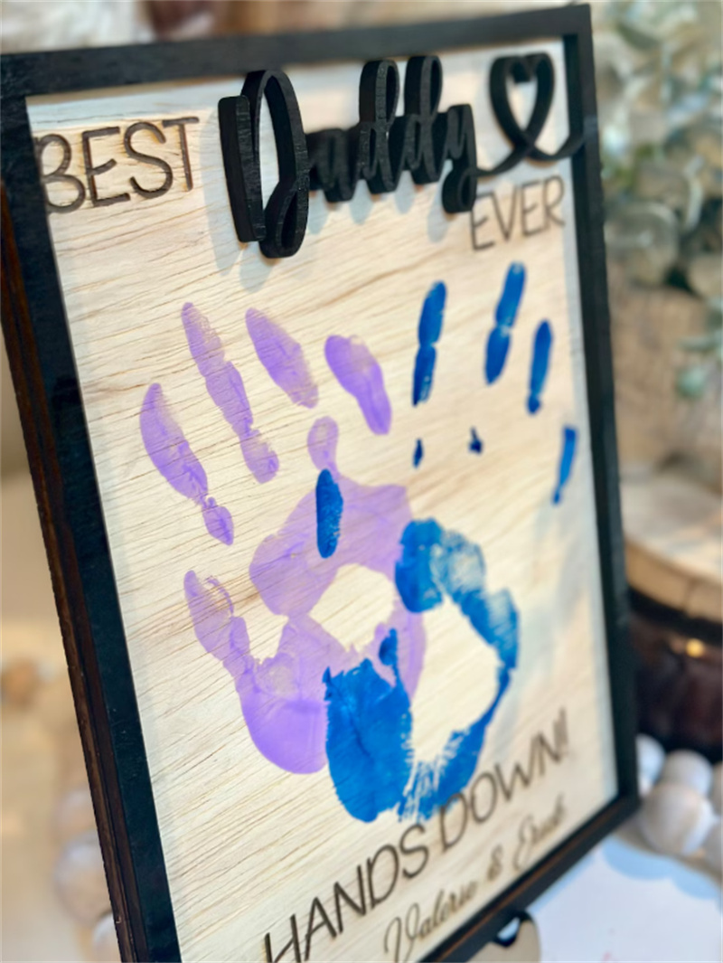 Custom Father’s Day gift | Best daddy ever | Handprint Sign | DIY children’s gift | Best dad ever,Personalized Engraved Wooden Sign for dad