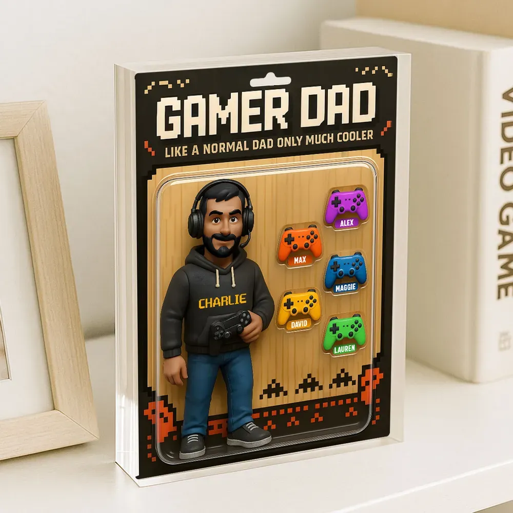 Gamer Dad Cooler Custom Action Figure Personalized Acrylic Block Plaque, Father's Day Gift for Gamer Dad, Gift for Husband - Get Photo Blanket