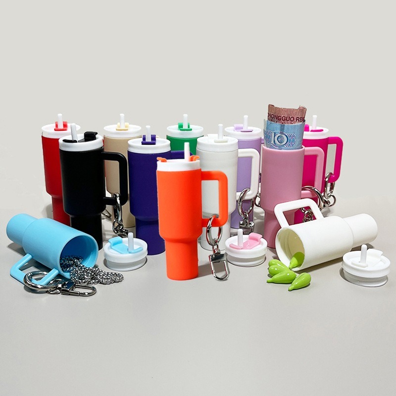 Mini Tumbler Keychain with Detachable Lipstick and Lip Gloss Storage