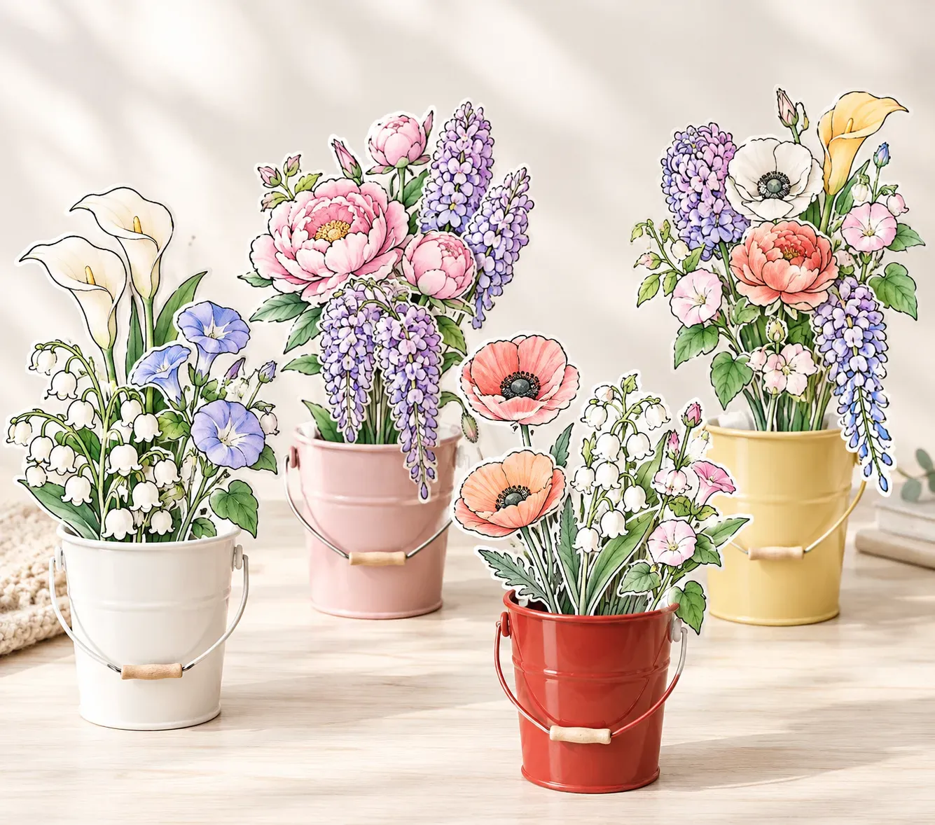 DIY Doodle Flower Bouquet Kit, Creative Hand-Painted Floral Craft, Handmade Gift for Art Lovers and DIY Enthusiasts
