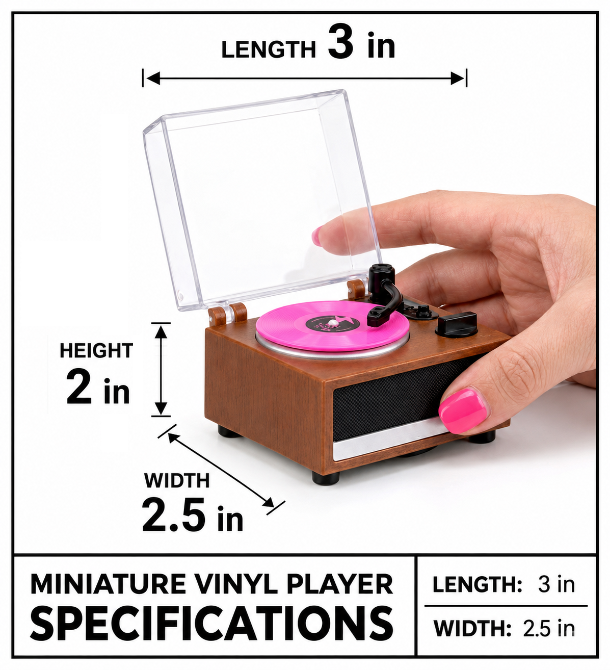 Personalized Mini Vinyl Music Player That Really Spins & Plays Music | Each Vinyl Can Play a Different Song, Custom Photo Album Cover, DIY Vinyl Color, Anniversary Gift for Couples - makephotopuzzleuk