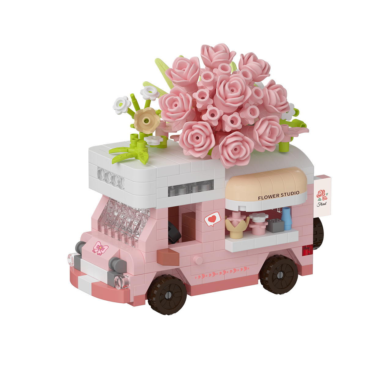  Pink Flower Car Building Block Set Gift for Her