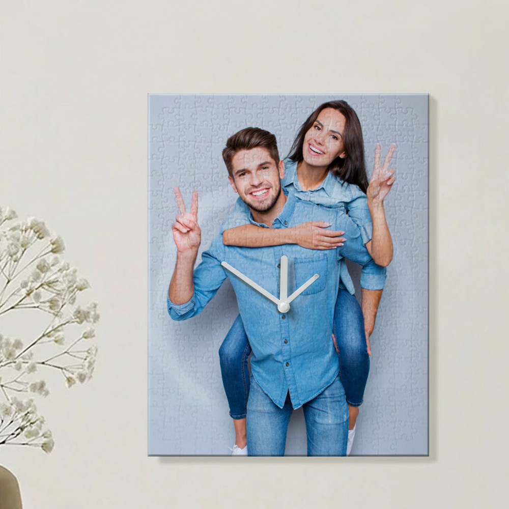 Custom Photo 3D Wall Clock Puzzle Personalized Love Memory Home Decoration Gift