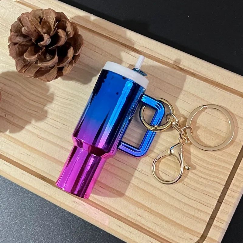 Mini Tumbler Keychain with Detachable Lipstick and Lip Gloss Storage