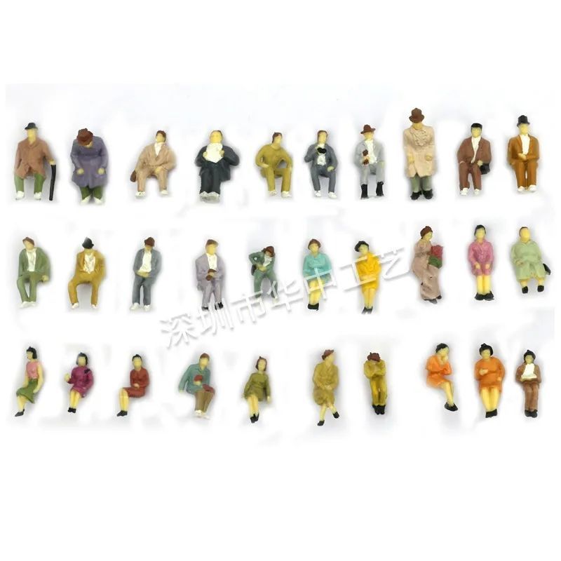 Namalu 14 Pcs 1: 25 Scale Miniature People Figurines Mini Architectural Plastic Small Dollhouse Figures Tiny Painted Model Train People for Projects Diorama Village (Mixed Color)