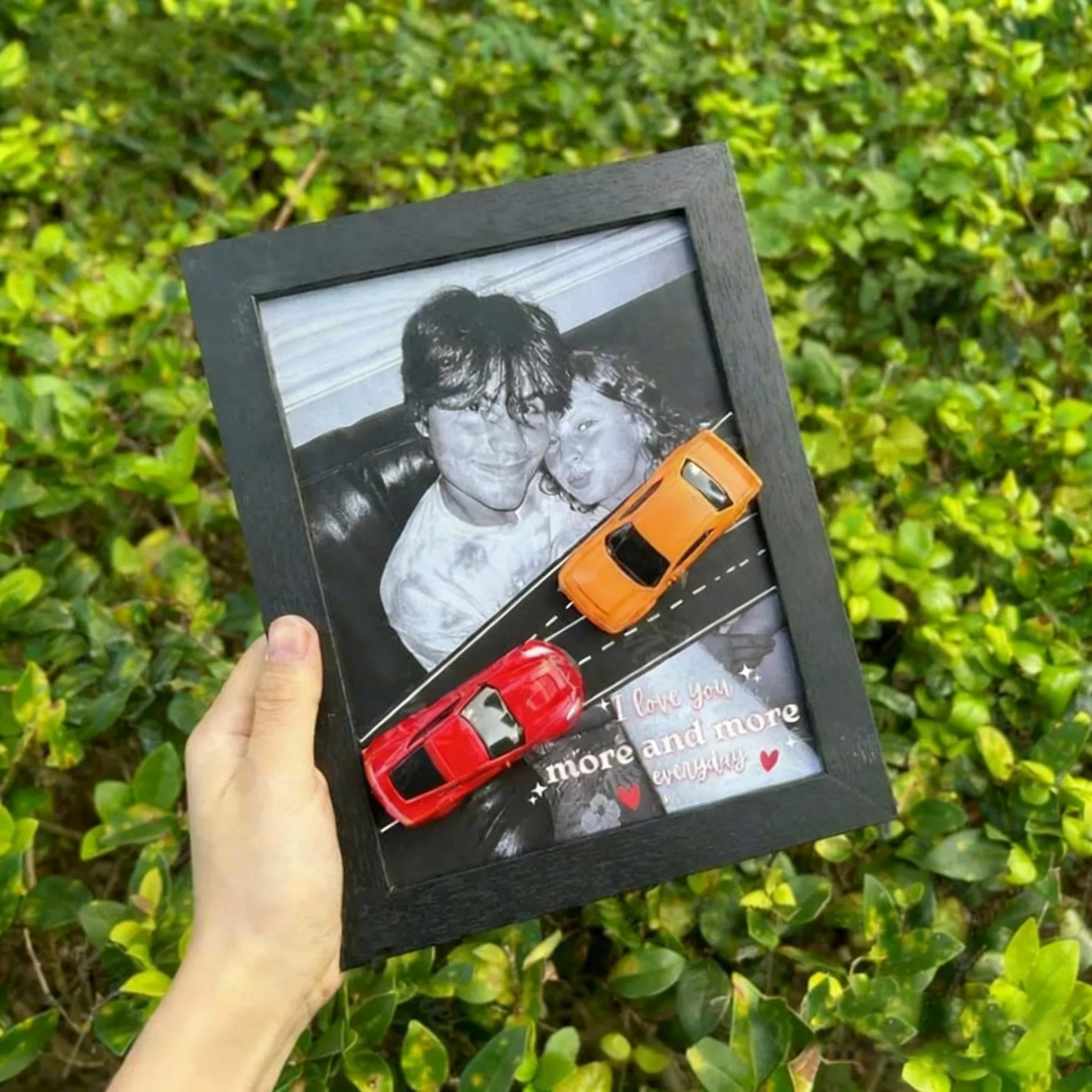 Personalized Race Car Photo Gifts For Couples on Valentine's Day, Wheels for Car Lover Custom Car Frame Anniversary Gift For Loved Ones - Get Photo Blanket