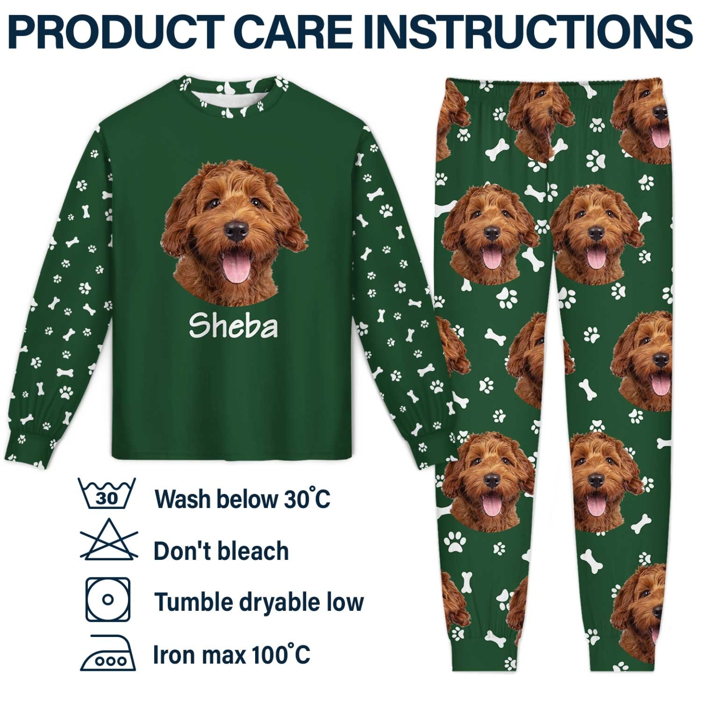 Custom Photo Pet Faces - Gift For Dog Lovers, Cat Lovers - Personalized Unisex Pajamas Set - Get Photo Blanket
