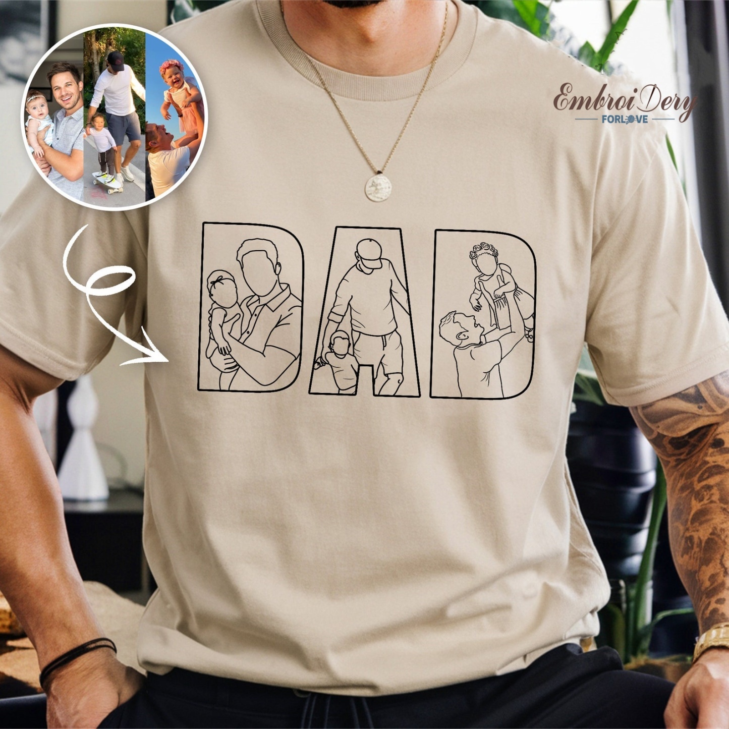 Custom Family Photo Portrait Sweatshirt/T-shirt Embroidered/Printing Hoodie Gift for Dad or Mom