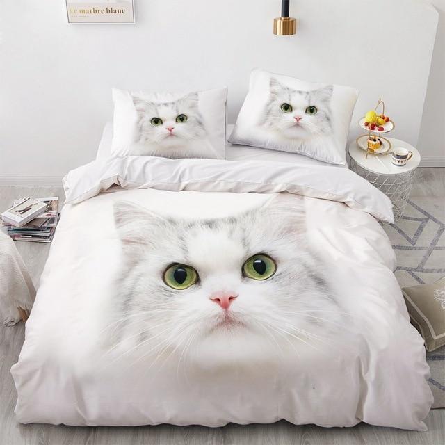 Custom Duvet Cover Bedding Set Sheets Personalized Photo Duvet Cover & Pillow for Cat Lover