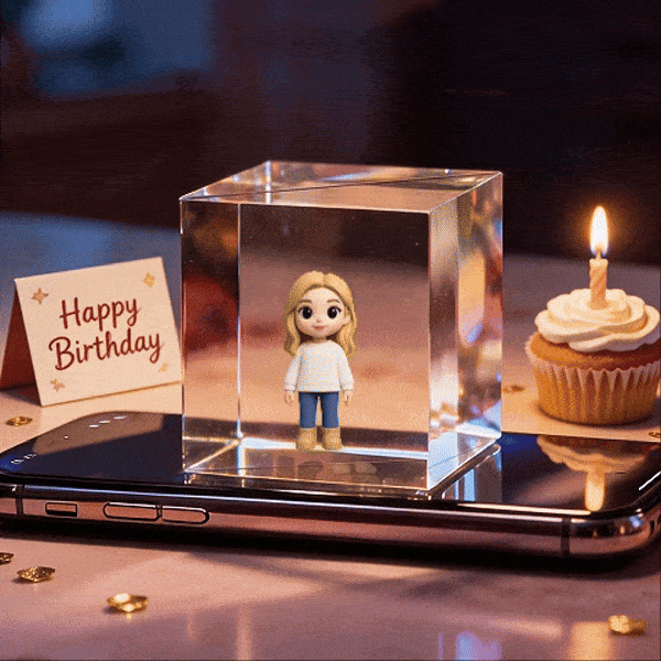 3D Cartoon Birthday Lumina Boxes Hologram Video | High-Transmittance Hologram Material Image Birthday Day Gift - Get Photo Blanket