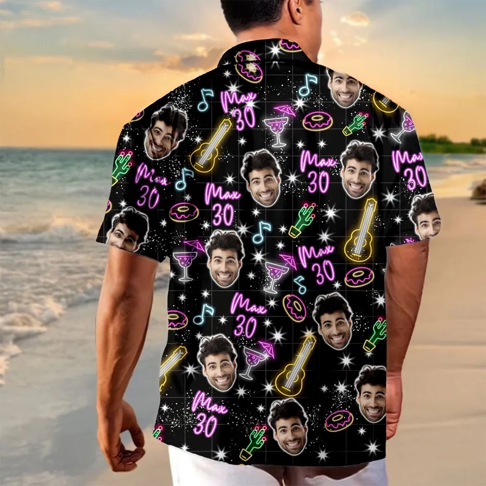 Personalized Birthday Neon Shirt - Get Photo Blanket