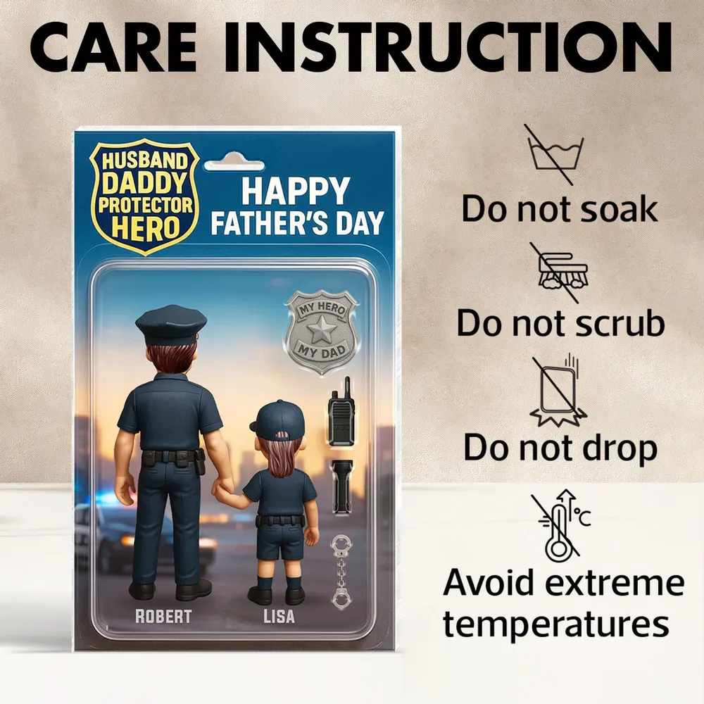 Personalized Acrylic Block Plaque Husband Daddy Protector Hero Custom Police Figure Perfect Father's Day Gift for Dad or Husband - Get Photo Blanket