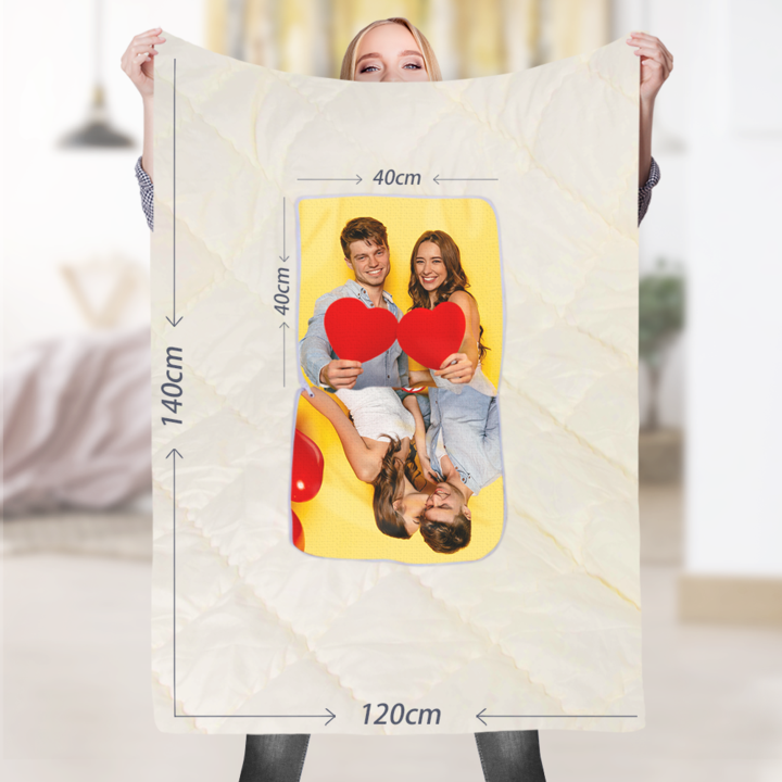 Custom Family Photo Quillow - Multifuctional Throw Pillow and Quilt 2 in 1 - 47.25"x55.10"